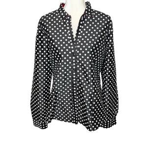 VINTAGE BELUVA SAN FRANCISCO Women's Polka Dot Button Front TopBlack White XL